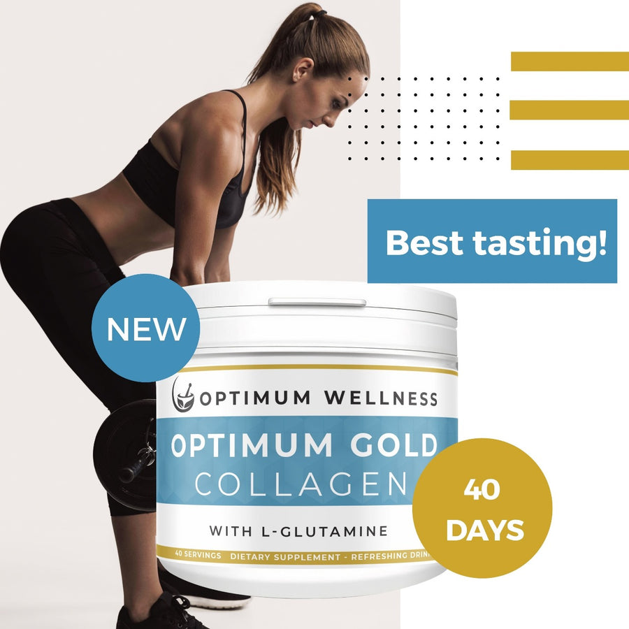 Optimum Gold Collagen 10,000mg with L-Glutamine 2,000mg & Free Clay Mask -Best tasting collagen on the market no nasty artificial flavours - 42 days of supply