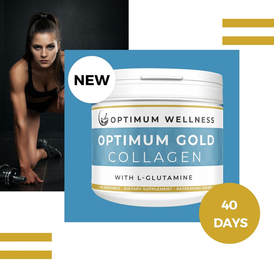 Optimum Gold Collagen 10,000mg with L-Glutamine 2,000mg & Free Clay Mask -Best tasting collagen on the market no nasty artificial flavours - 42 days of supply