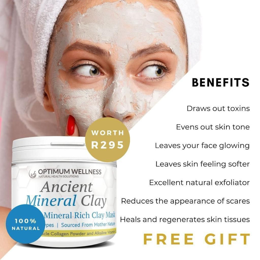 Optimum Gold Collagen 10,000mg with L-Glutamine 2,000mg & Free Clay Mask -Best tasting collagen on the market no nasty artificial flavours - 42 days of supply