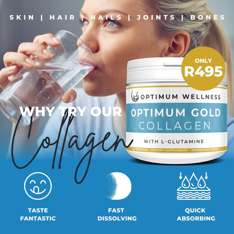 Optimum Gold Collagen 10,000mg with L-Glutamine 2,000mg & Free Clay Mask -Best tasting collagen on the market no nasty artificial flavours - 42 days of supply